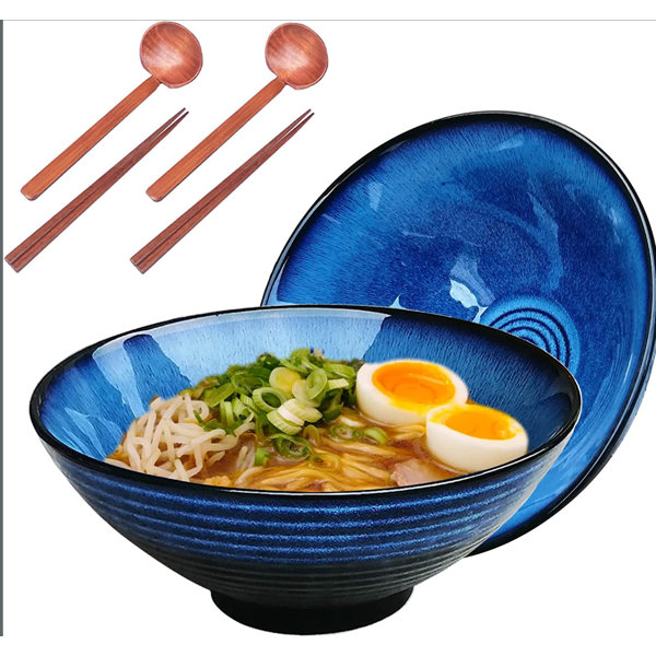 MINICOSS Ramen Bowl,Ramen Bowls Set, Large Ceramic Asian Pho Soup Bowl
